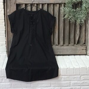 J. Crew Lace Up Cotton Shirt Dress Black